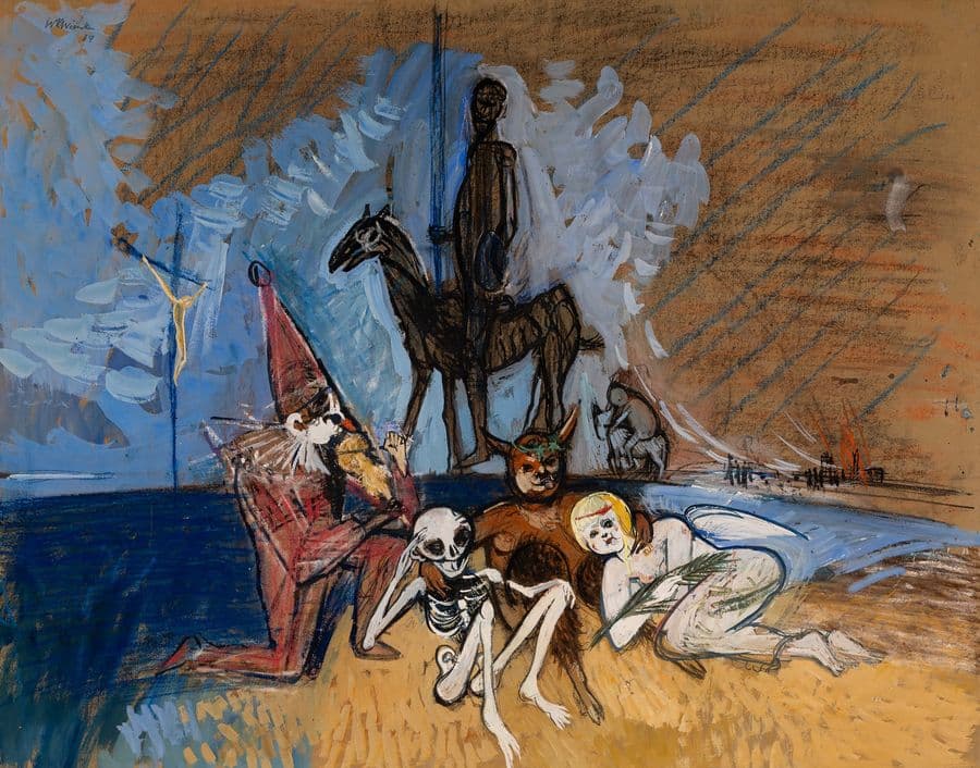 Walter Kurt Wiemken — Zusammentreffen (Faun, Tod und Friedensengel), 1939, Auktionshaus Zofingen